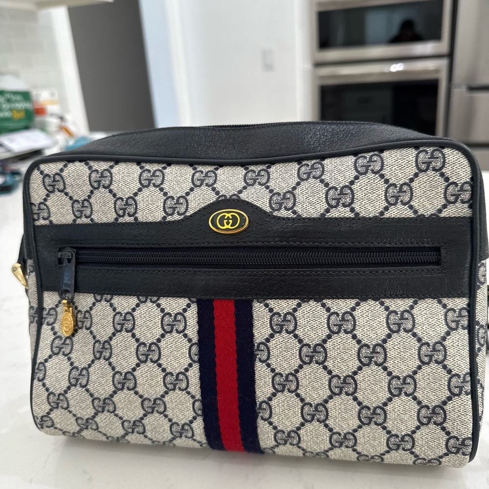 Gucci Vintage Canvas & Leather Crossbody Bag